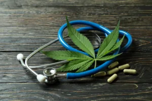 medicinal cannabis concept on rustic wooden backgr 2023 11 27 05 01 18 utc
